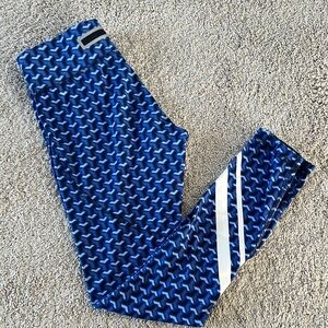 Tory Sport Blue and White Patterned Leggings